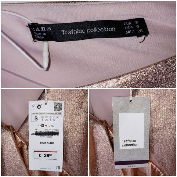 Zara Trafaluc Collection Ruffle Mini Dress Small ROSE GOLD Color - Picture 5 of 7